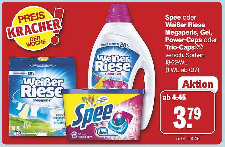 Spee oder Weißer Riese Megaperls, Gel, Power Caps oder Trio-Caps - vielfältige Sorten 18-22 WL