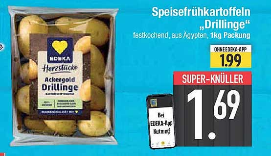 Speisefrühkartoffeln "Drillinge" 1kg Packung