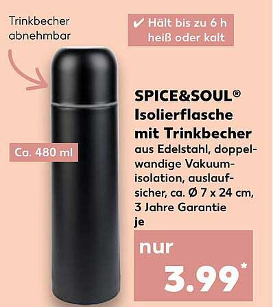 SPICE&Soul® Isolierflasche mit Trinkbecher
