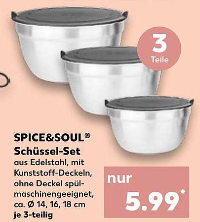 SPICE&SOUL® Schüssel-Set aus Edelstahl, 3-teilig