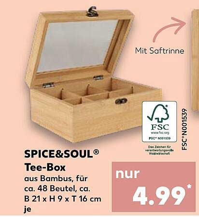 SPICE&Soul Tee-Box aus Bambus für ca. 48 Beutel