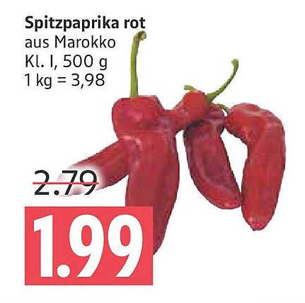 Spitzpaprika rot aus Marokko Kl. I, 500 g