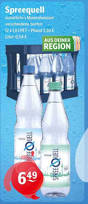 Spreequell natürliches Mineralwasser 12 x 1,0 l PET