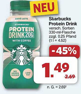 Starbucks Protein Drink 20g Caffè Latte - nur für kurze Zeit!