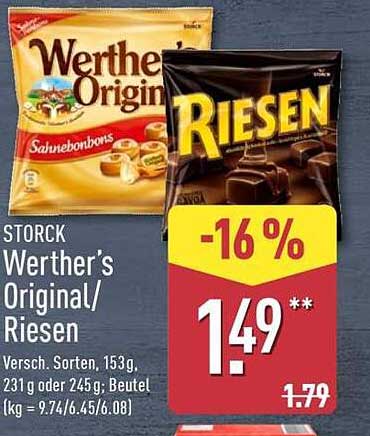 STORCK Werther's Original/Riesen, 153g, 231g oder 245g
