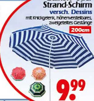Strand-Schirm in verschiedenen Dessins für 9,99 €