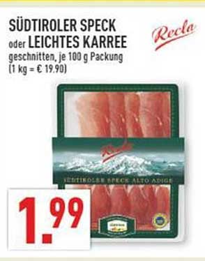 Südtiroler Speck oder Leichtes Karree, 100 g Packung