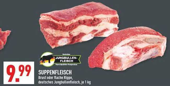 SUPPENFLEISCH - Brust oder flache Rippe, deutsches Jungbullenfleisch, je 1 kg