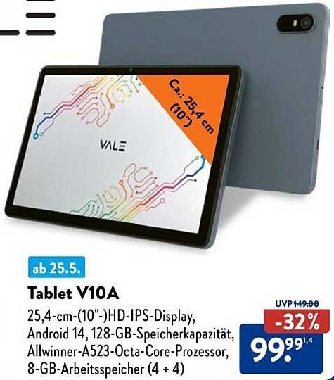 Tablet V10A - 25,4 cm (10") HD-IPS-Display