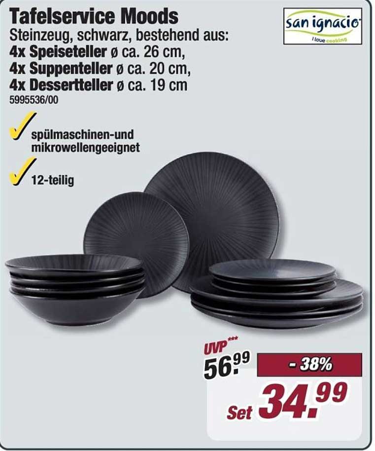 Tafelservice Moods - 12-teiliges Set aus Steinzeug