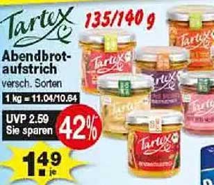 Tartex Abendbrotaufstrich - verschiedene Sorten, 135/140 g