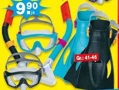 Taucher-Set mit Schnorchelmaske, Schnorchel und Flossen