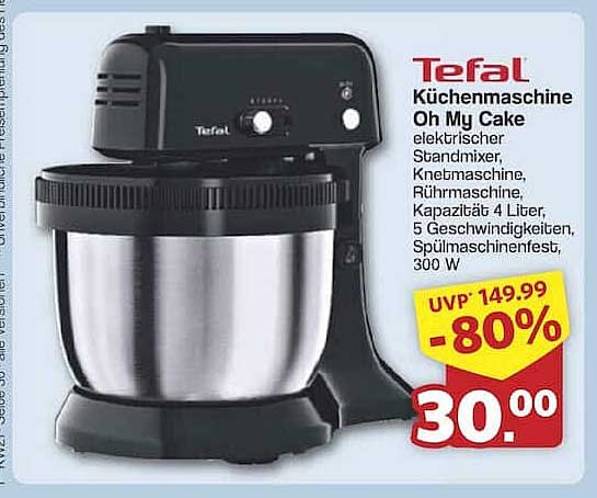 Tefal Küchenmaschine Oh My Cake - elektrischer Standmixer, 300 W
