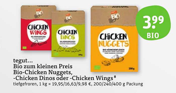 tegut... Bio-Chicken Wings, Nuggets und Dinos zum kleinen Preis
