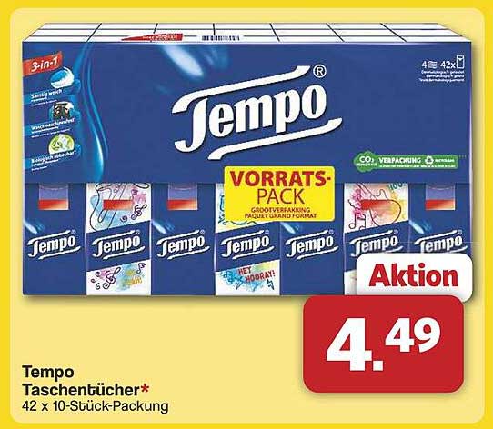 Tempo Taschentücher - 3-in-1 Vorrats-Pack (42 x 10-Stück-Packung)