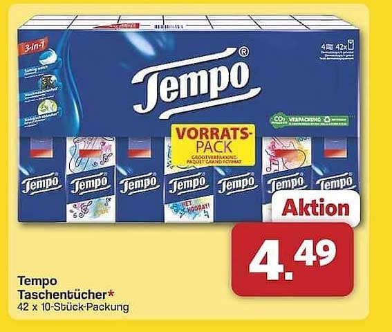 Tempo Taschentücher 42 x 10-Stück-Packung