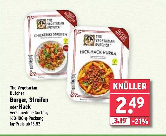 The Vegetarian Butcher Burger, Streifen oder Hack