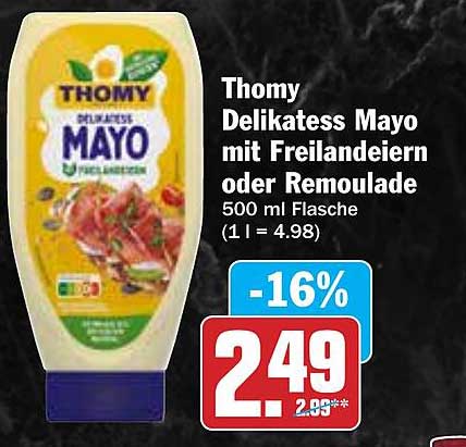 Thomy Delikatess Mayo mit Freiland-Eiern oder Remoulade 500 ml