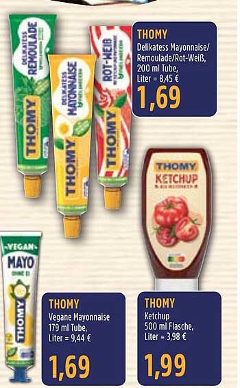 THOMY Delikatess Mayonnaise/Remoulade/Rot-Weiß, 200 ml Tube, 1,69 €