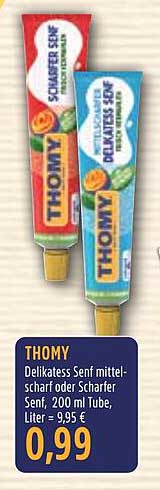 THOMY Delikatess Senf mittelscharf oder Scharfer Senf, 200 ml Tube