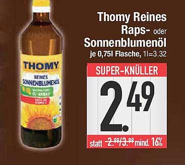 Thomy Reines Raps- oder Sonnenblumenöl 0,75l Flasche