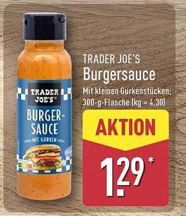 TRADER JOE'S Burgersauce mit Gurkenstücken; 300-g-Flasche (kg = 4,30)