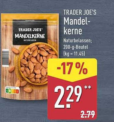 Trader Joe's Mandelkerne – Naturbelassen; 200-g-Beutel