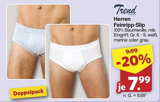 Trend Herren Feinripp-Slip Doppelpack – 100% Baumwolle