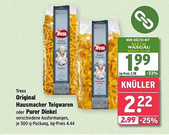 Tress Original Hausmacher Teigwaren oder Purier Dinkel 500-g-Packung