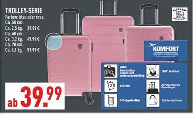 TROLLEY-SERIE - Farben: blau oder rosa.