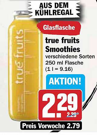 true fruits Smoothies 250 ml Glasflasche - Aktion