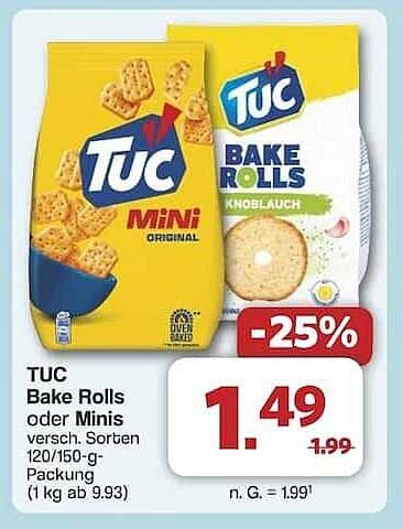 TUC Bake Rolls oder Minis – 25% Rabatt!