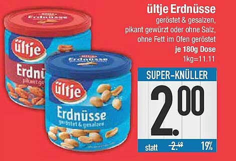 ültje Erdnüsse geröstet & gesalzen 180g Dose