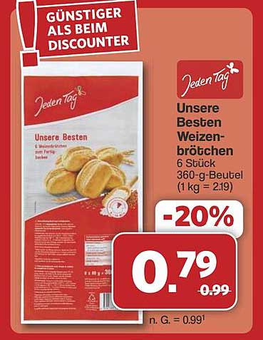 Unsere Besten Weizenbrötchen 6 Stück - Jetzt für nur 0,79 €!