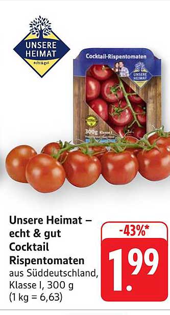 Unsere Heimat – echt & gut Cocktail RispenTomaten, 300 g