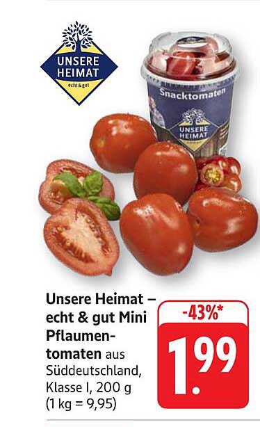 Unsere Heimat – echt & gut Mini Pflaumentomaten aus Süddeutschland, 200 g