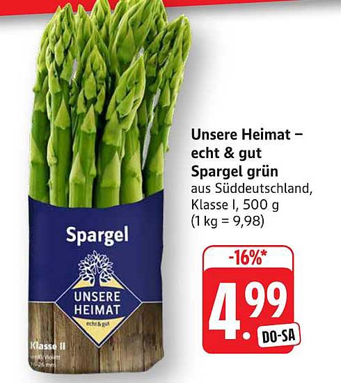 Unsere Heimat – echt & gut Spargel grün aus Süddeutschland, Klasse I, 500 g