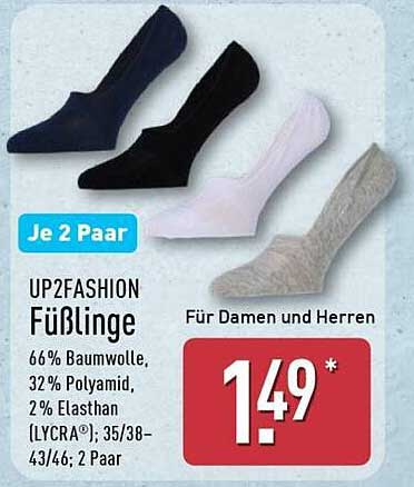 UP2FASHION Füßlinge - Je 2 Paar zum Spitzenpreis!