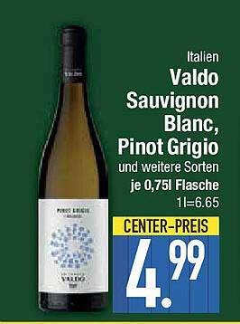 Valdo Sauvignon Blanc, Pinot Grigio und weitere Sorten je 0,75l Flasche