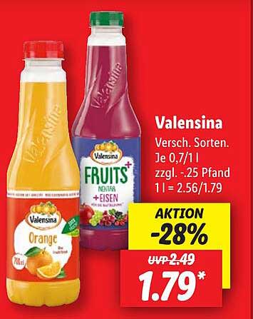 Valensina Fruchtsäfte - Aktion 28% günstiger!