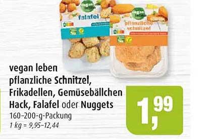 vegan leben pflanzliche Schnitzel, Frikadellen, Gemüseballen, Hack, Falafel oder Nuggets