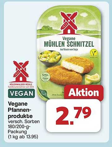 Vegane Mühlen Schnitzel auf Basis von Soja, 180/200 g - Aktion