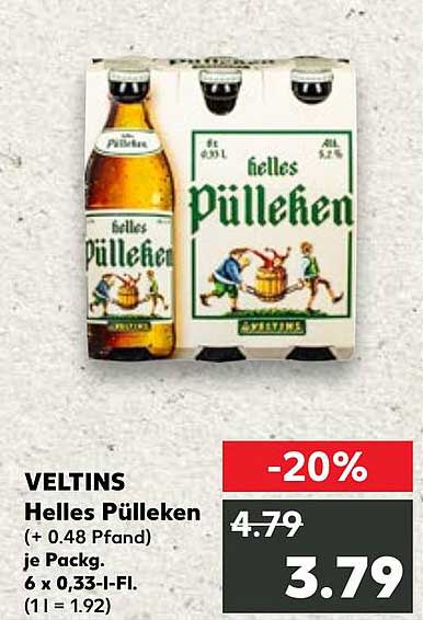 VELTINS Helles Pülekken 6 x 0,33 l