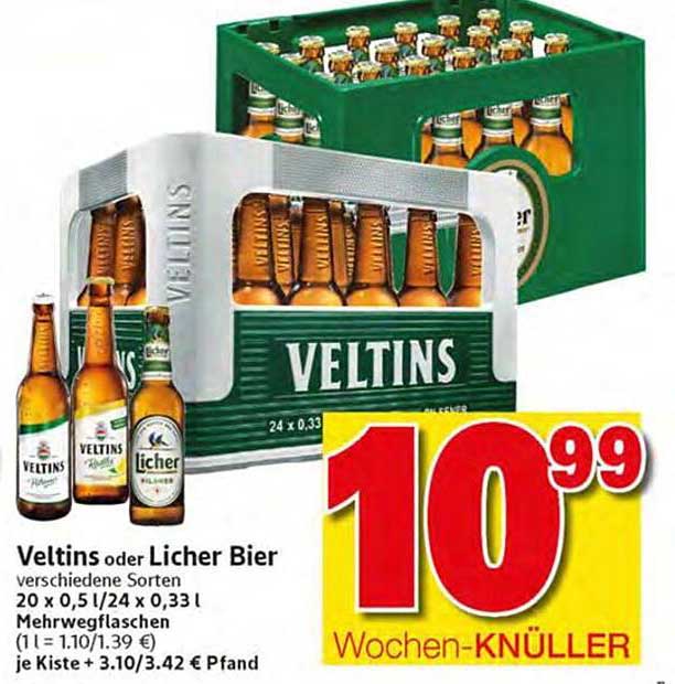 Veltins oder Licher Bier 20er Kiste (verschiedene Sorten)
