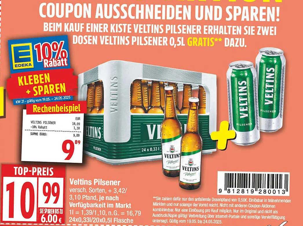 Veltins Pilsener Kiste + 2 Dosen GRATIS!