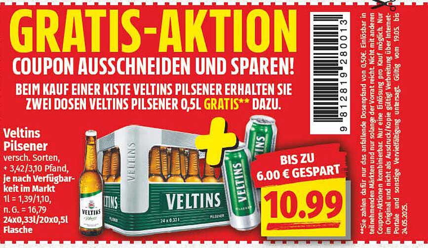 Veltins Pilsener Kiste mit Gratis Dosenaktion