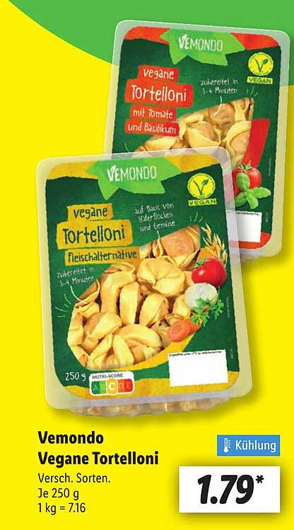 Vemondo Vegane Tortelloni 250 g - Verschiedene Sorten
