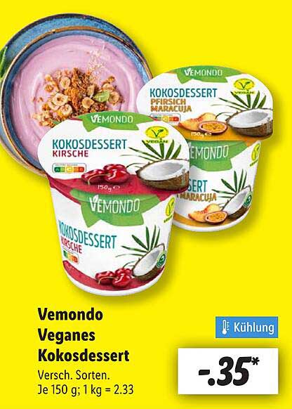 Vemondo Veganes Kokosdessert – Verschiedene Sorten