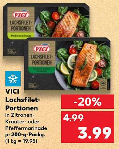 VICI Lachsfilet-Portionen in Zitronen-Kräuter- oder Pfeffermarinade, je 200-g-Packung
