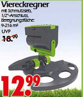 Viereckregner mit Schmutzfilter, 1/2''-Anschluss, Beregnungsfläche: 9-216 m²